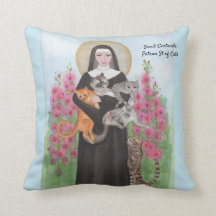 Saint Gertrude Patron St. Cats Throw Kissen