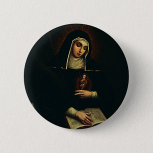 Saint Gertrude the Great German Benedicine Button