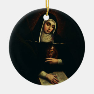 Saint Gertrude the Great German Benedicine Keramik Ornament