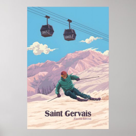 Saint Gervais Skigebiet Reiseplakat Poster (Vorne)