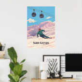 Saint Gervais Skigebiet Reiseplakat Poster (Heimbüro)