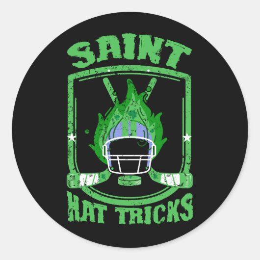 Saint Hat Tricks Hockey Kleeblatt Helmet St Patric Runder Aufkleber (Vorderseite)