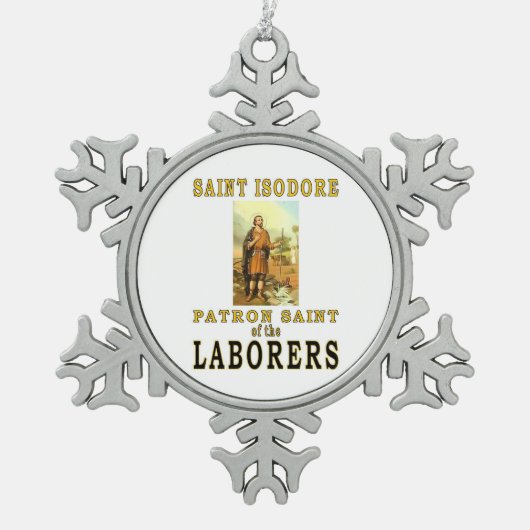 SAINT ISODORE SCHNEEFLOCKEN Zinn-Ornament (Vorderseite)