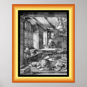 Saint Jerome in Seiner Studie ~ Gravur 1521 ~ Poster
