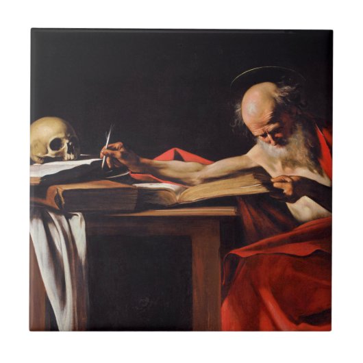 Saint Jerome Writing by Michelangelo Caravaggio Fliese (Vorderseite)