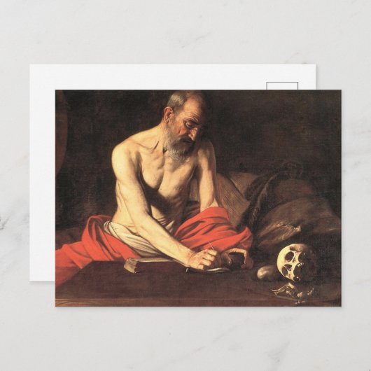 Saint Jerome Writing - Caravaggio Postkarte (Vorne/Hinten)