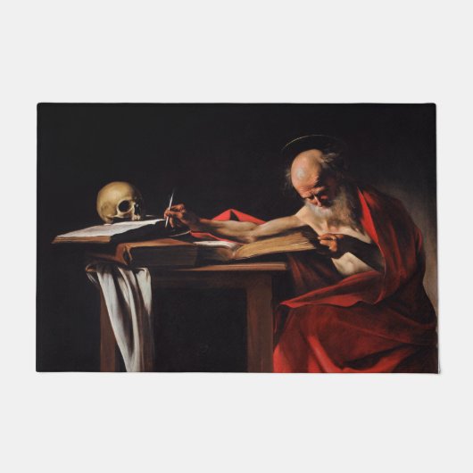 Saint Jerome Writing (von Caravaggio) Fußmatte (Vorderseite)