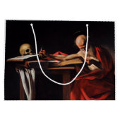 Saint Jerome Writing (von Caravaggio) Große Geschenktüte (Rückseite)