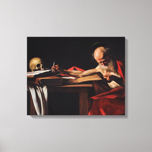 Saint Jerome Writing (von Caravaggio) Leinwanddruck (Vorderseite)