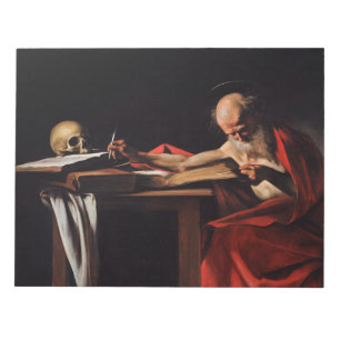 Saint Jerome Writing (von Caravaggio) Notizblock