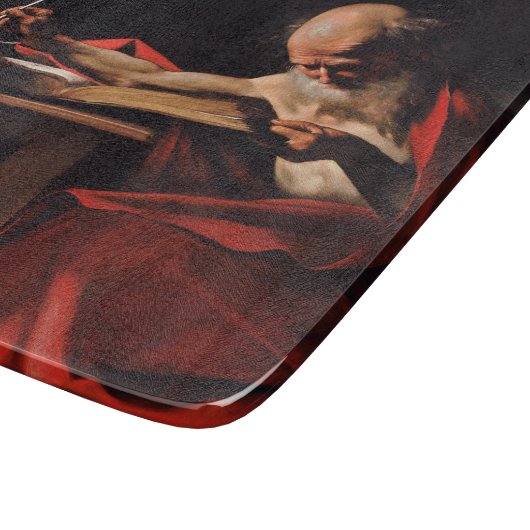 Saint Jerome Writing (von Caravaggio) Schneidebrett (Ecke)