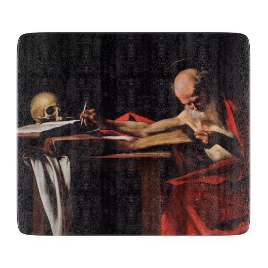 Saint Jerome Writing (von Caravaggio) Schneidebrett (Vorderseite)