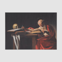 Saint Jerome Writing (von Caravaggio) Seidenpapier