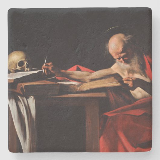 Saint Jerome Writing (von Caravaggio) Steinuntersetzer (Vorderseite)