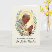 Saint John Paul Fest Day Segings Leafy Wreat Karte (Gelbe Blume)