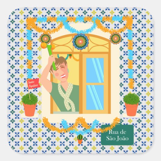 Saint John Portusese Festa Neighbor Quadratischer Aufkleber (Vorderseite)