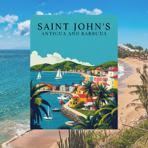 Saint John’s, Antigua und Barbuda Retro-Reise-Kuns Postkarte