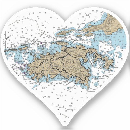 Saint John USVI Chart Aufkleber (Vorderseite)