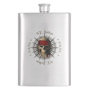 Saint John USVI Pirate Skull Flachmann