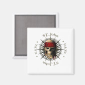Saint John USVI Pirate Skull Magnet (Vorderseite/Rückseite)
