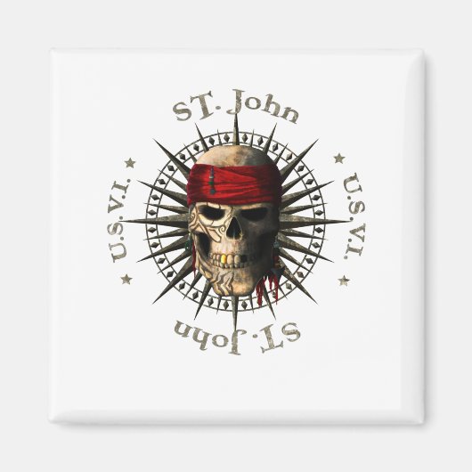 Saint John USVI Pirate Skull Magnet (Vorne)