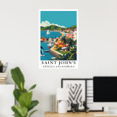 Saint John's Antigua and Barbuda Vintage Travel Poster (Heimbüro)