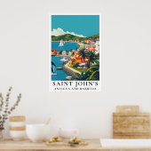 Saint John's Antigua and Barbuda Vintage Travel Poster (Küche)