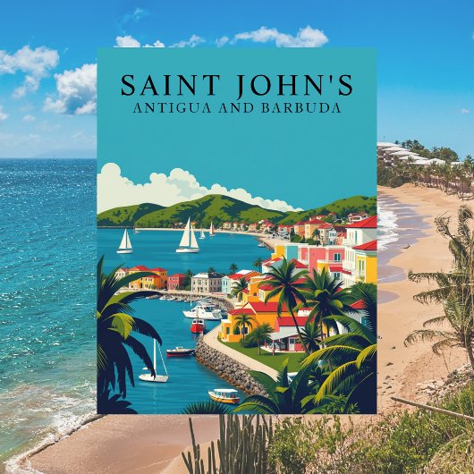 Saint John's, Antigua und Barbuda Retro Art Postkarte