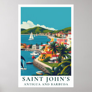 Saint John's Antigua und Barbuda Vintage Reise Poster