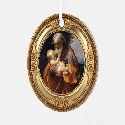 Saint Joseph and Infant Jesus Advent Jesse Tree Ornament Aus Metall (Vorderseite links)