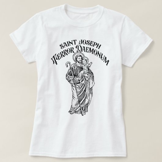 Saint Joseph der Arbeiter Terror der Dämonen katho T-Shirt (Design vorne)