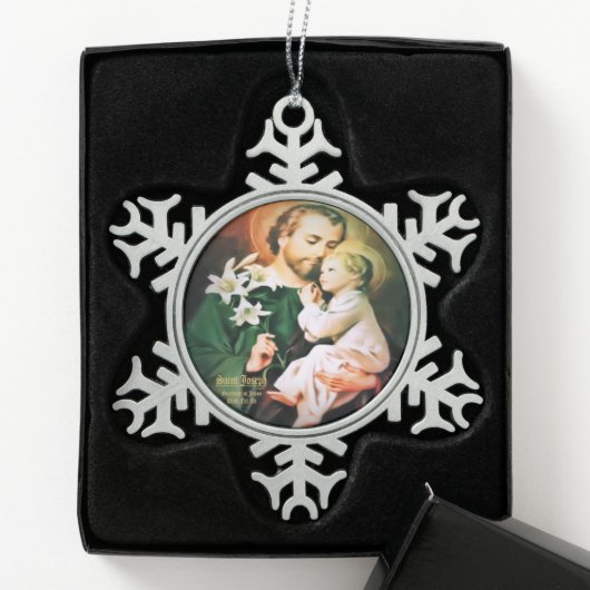 Saint Joseph, Guardian of Jesus Schneeflocken Zinn-Ornament (Box)