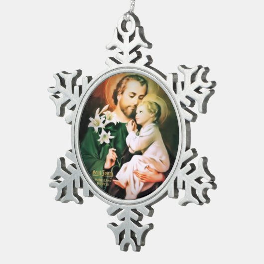 Saint Joseph, Guardian of Jesus Schneeflocken Zinn-Ornament (Rechts)
