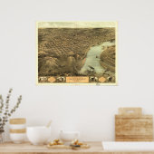 Saint Joseph Missouri 1868 Antike Panoramakarte Poster (Küche)