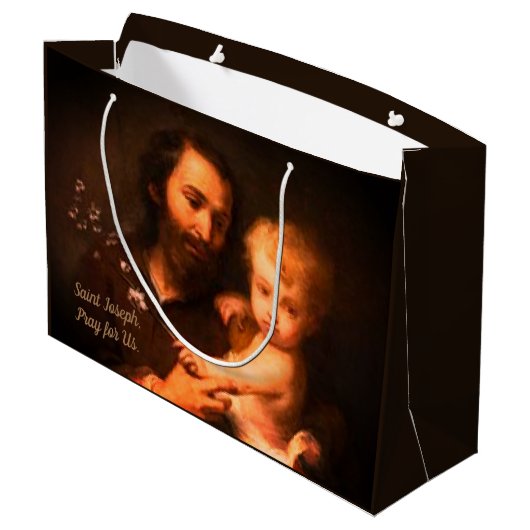 Saint Joseph mit Christus Kind Große Geschenktüte (Rückseite Schrägansicht)