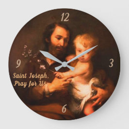 Saint Joseph mit Christus Kind Große Wanduhr