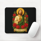 Saint Jude Thaddeus Catholic Art With Red Roses Mousepad (Mit Mouse)