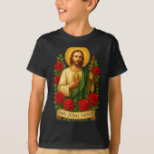 Saint Jude Thaddeus Catholic Art With Red Roses T-Shirt (Vorderseite)