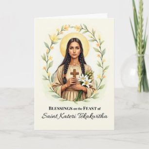 Saint Kateri Tekakwitha Fest Tag Segeln Wreath Karte