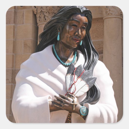 Saint Kateri Tekakwitha Quadratischer Aufkleber (Vorderseite)