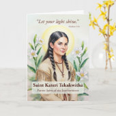 Saint Kateri Tekakwitha Religiöse Ermutigung Karte (Gelbe Blume)