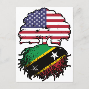 Saint Kitts Kittitian American USA Tree Roots Flag Postkarte