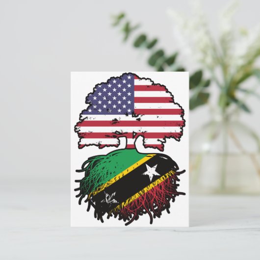 Saint Kitts Kittitian American USA Tree Roots Flag Postkarte (Stehend Vorderseite)