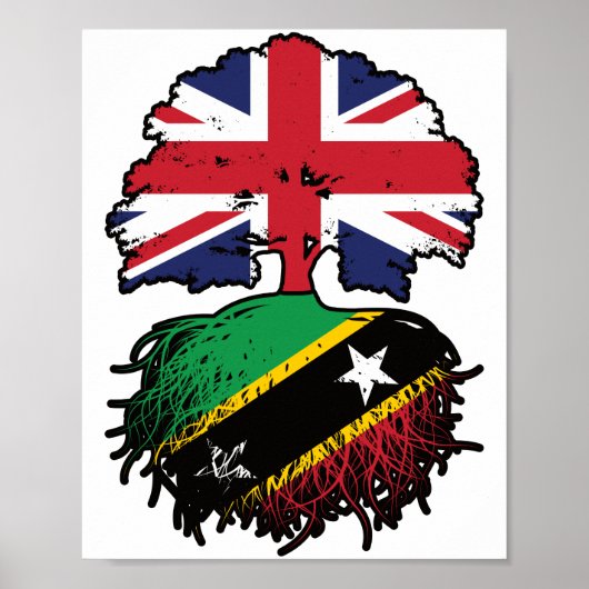 Saint Kitts Kittitian British UK Tree Roots Flag Poster (Vorne)