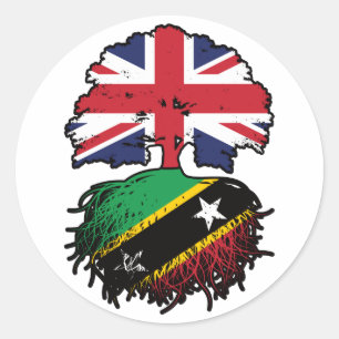 Saint Kitts Kittitian British UK Tree Roots Flag Runder Aufkleber