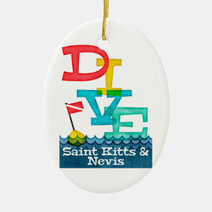 Saint Kitts & Nevis Dive - farbenfrohe Scuba Keramik Ornament