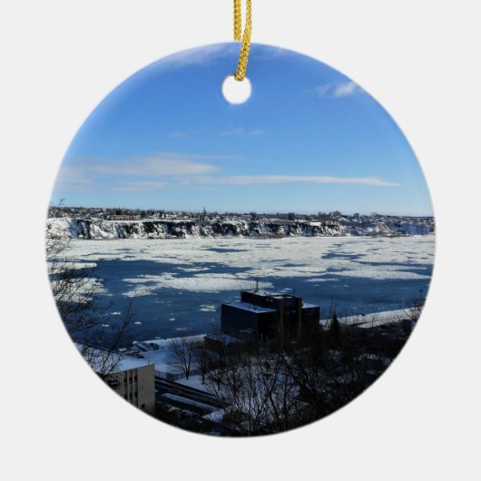 Saint Lawrence River im Winter, Quebec, Kanada Keramik Ornament (Vorne)