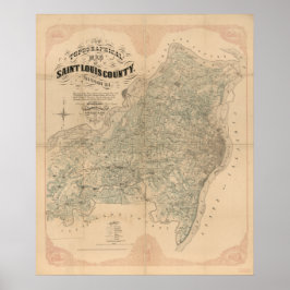Saint Louis Landkreis Vintage Karte Poster