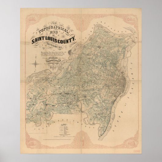 Saint Louis Landkreis Vintage Karte Poster (Vorne)