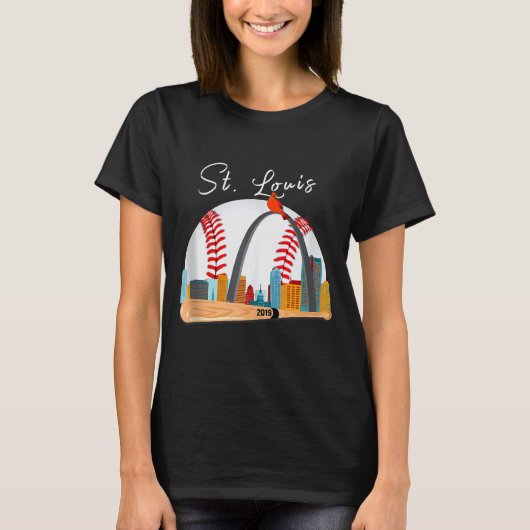 Saint Louis Red Cardinal New Skyline Ball Design T T-Shirt (Vorderseite)